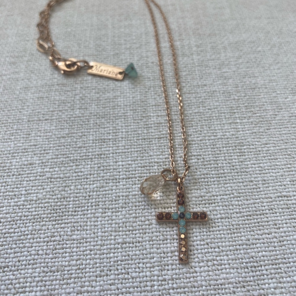 Mariana Petite Cross Pendant with Briolette